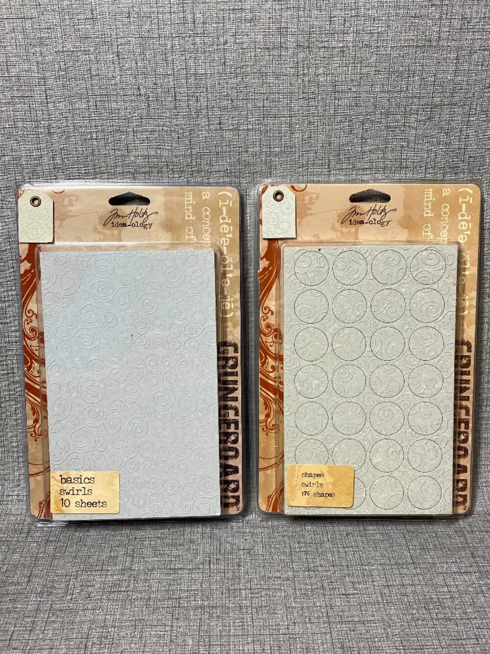 NEW Tim Holtz Idea-ology Grungeboard Swirls Basics & Swirls Shapes